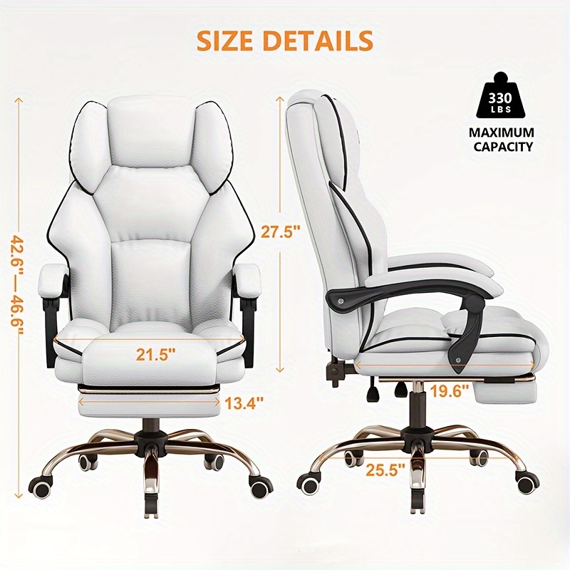 Silla de jefe de cuero marrón con función de reclinar, silla de estudio, silla giratoria de computadora para el hogar con atmósfera navideña, silla de computadora con reposabrazos extendible, diseño ergonómico de respaldo, silla de escritorio ejecutiva. Silla cómoda para el hogar y el trabajo. Solo para exteriores. - Imagen 5