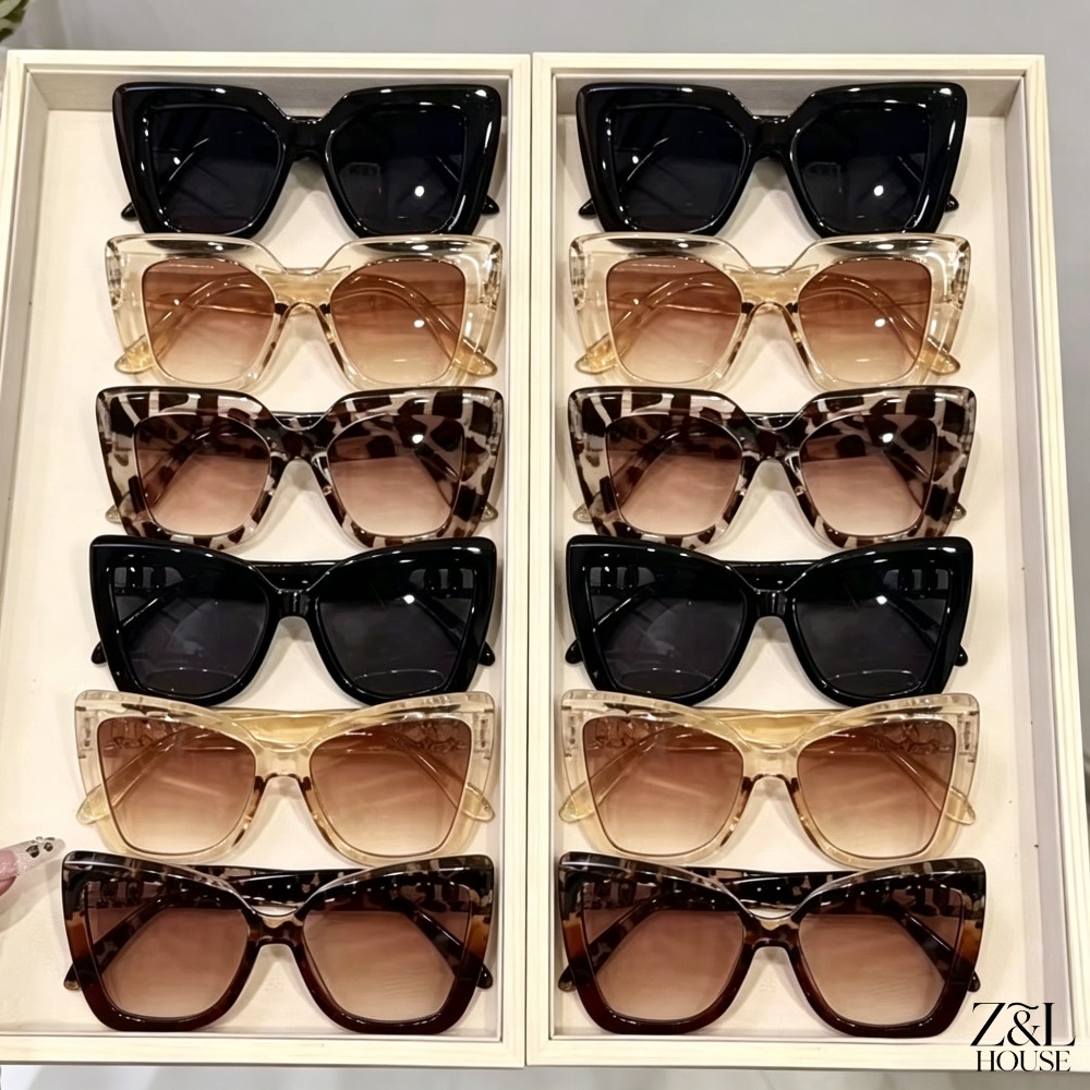 12pcs Cat Eye Sunglasses Are Unisex, Fashionable Leopard Print, Black, Transparent, Sunglasses, Perfect For Daily Street Wear, Beach Vacations, Outdoor Trips, Club Parties, Photography Props