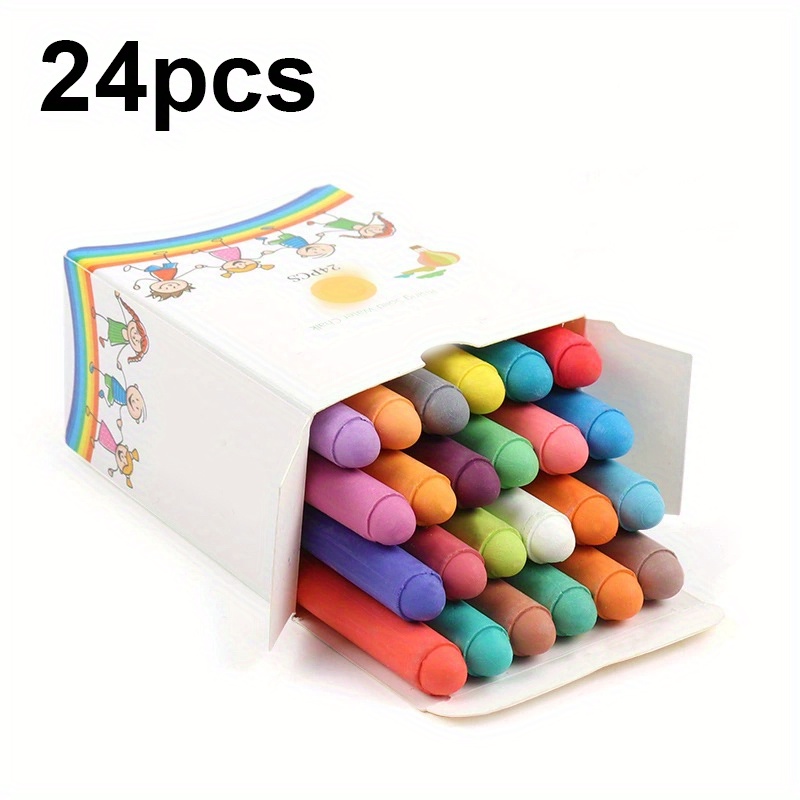 Image of 4pcs/24pcs Washable Dust-free Chalk Set - Vibrant Water-soluble Crayons Suitable For Teachers And Artists Or Graffiti Crafts Activities | Quick Erase, Reusable