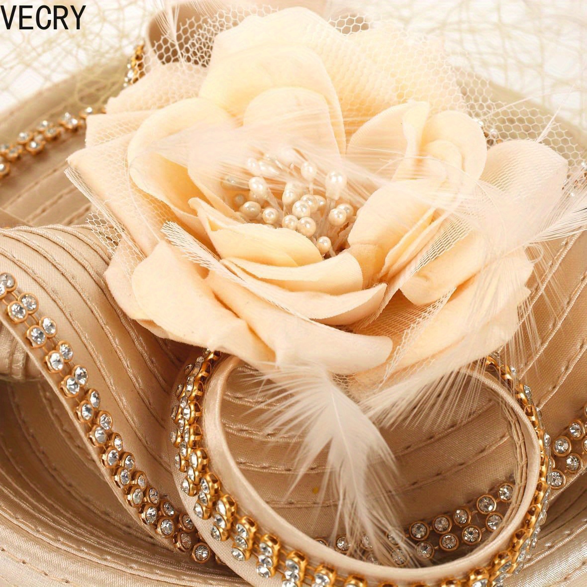 Elegant Women\'s Fascinator Hat with Flower and Feathers for Wedding Derby Women main image 2