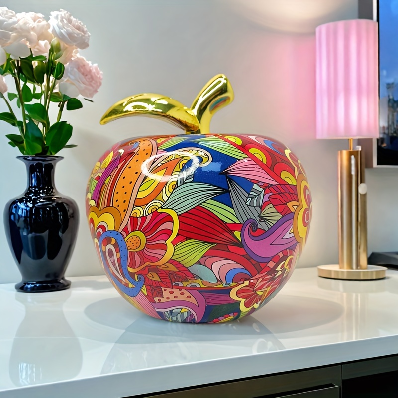 A Modern Resin Fruit Sculpture in The Shape of an Apple, Designed for Themed Decoration in Living Rooms And Youth Spaces, Suitable for Multifunctional Indoor/Outdoor Display, Requires No Electricity, Perfect for Living Room Decor