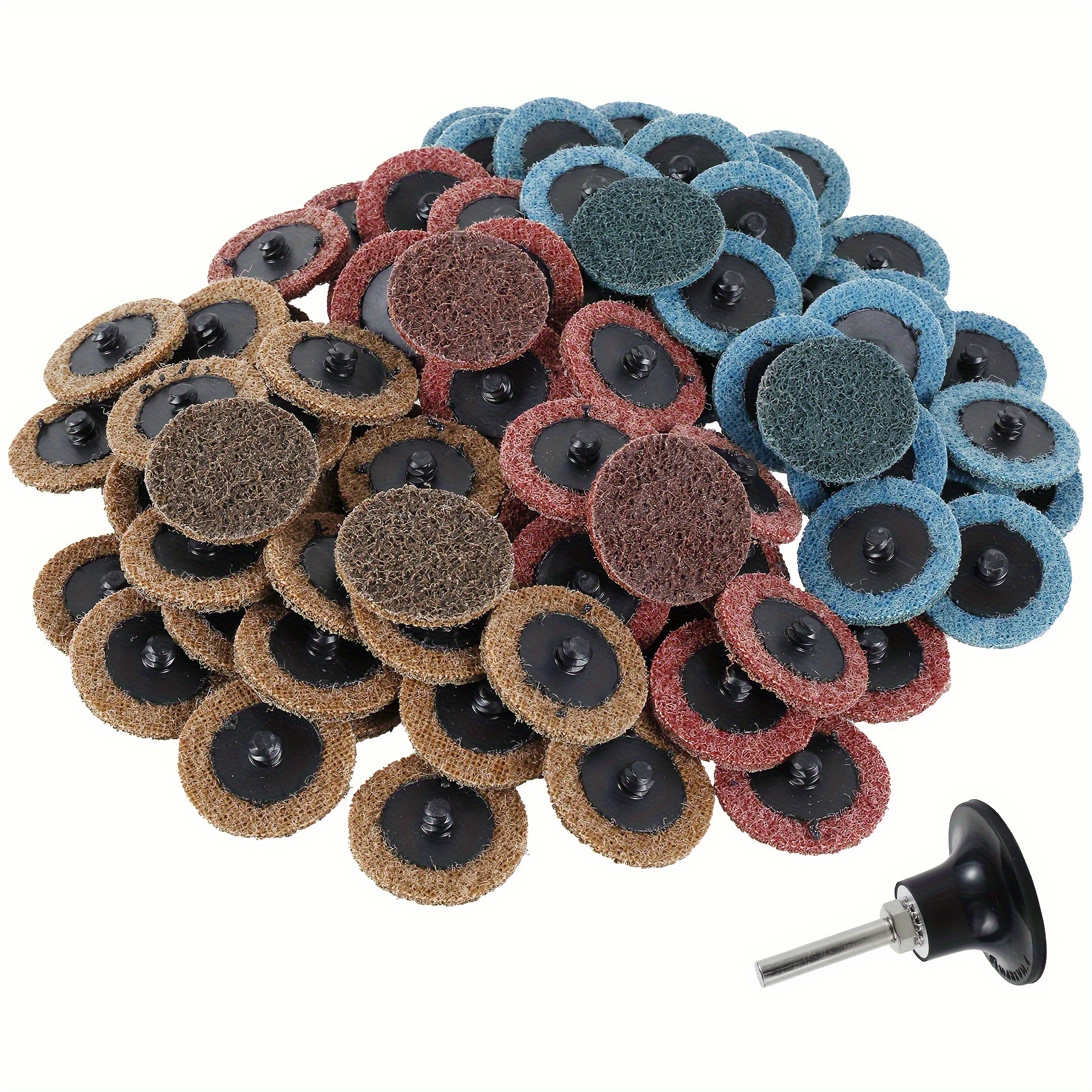 TEMU 90pcs Nylon Sanding Disc Set 2inch Quick Change Mold Sanding Wheels, With 1/ 4inch Holder Fine Medium Coarse Wear-resistant Deburring Sanding Wheels, For Plastic Glass