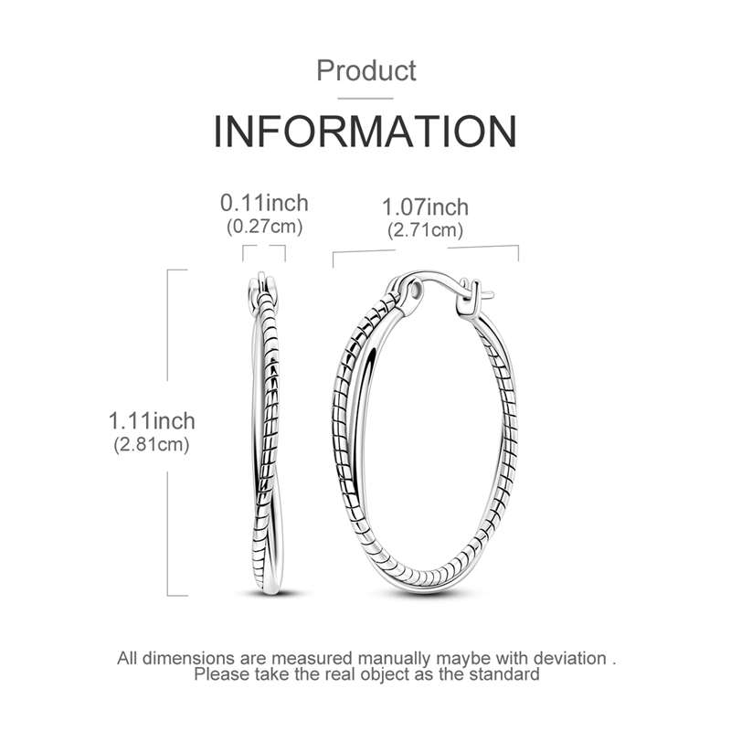 Exquisite 925 Silver Interlocking Hoop Earrings, Unique Gift