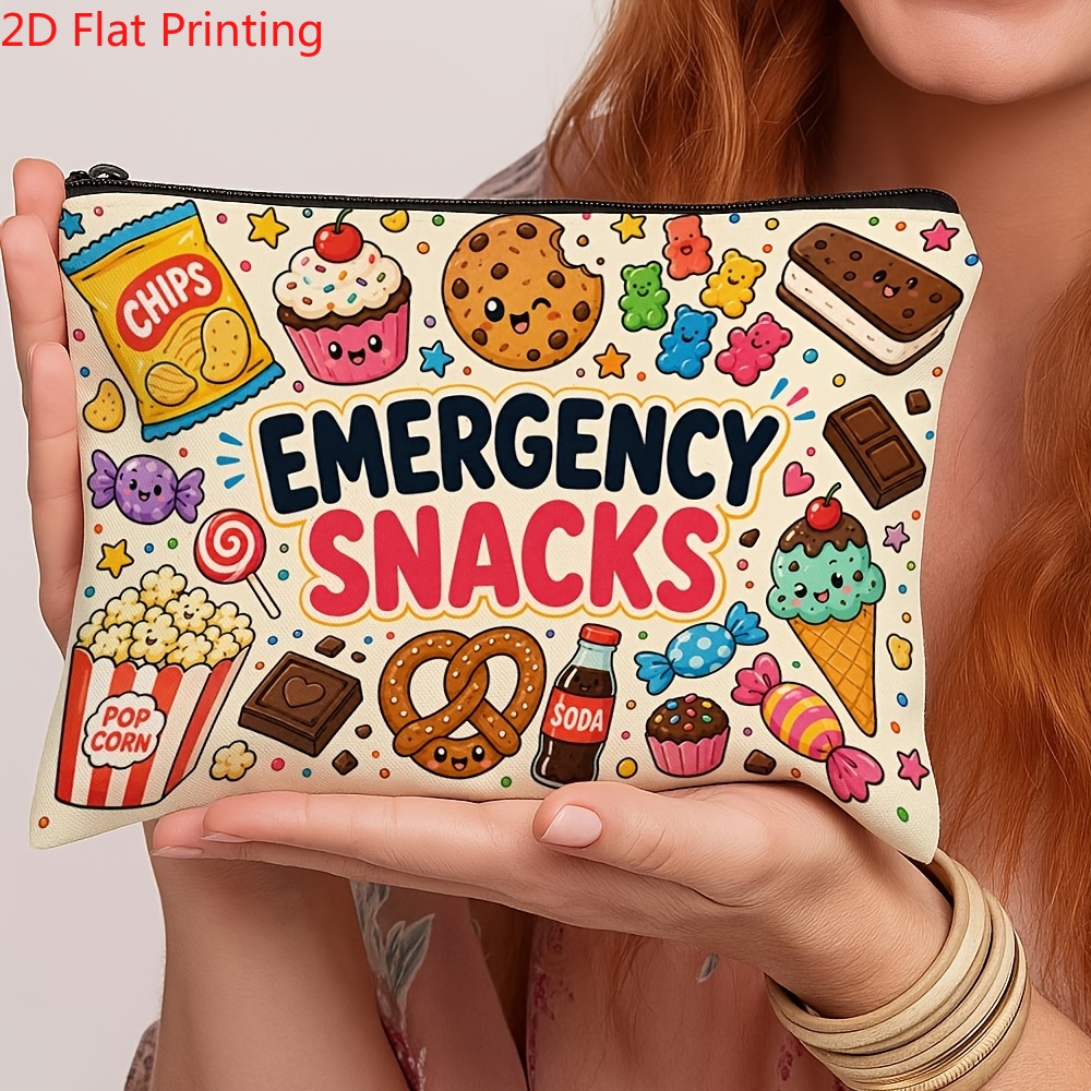 TEMU 1pc Modern Minimalist Food-themed Makeup Bag Material, Suitable For Cosmetics And Small Items, Colorful, Ideal For Travel And Daily Use, A Gift