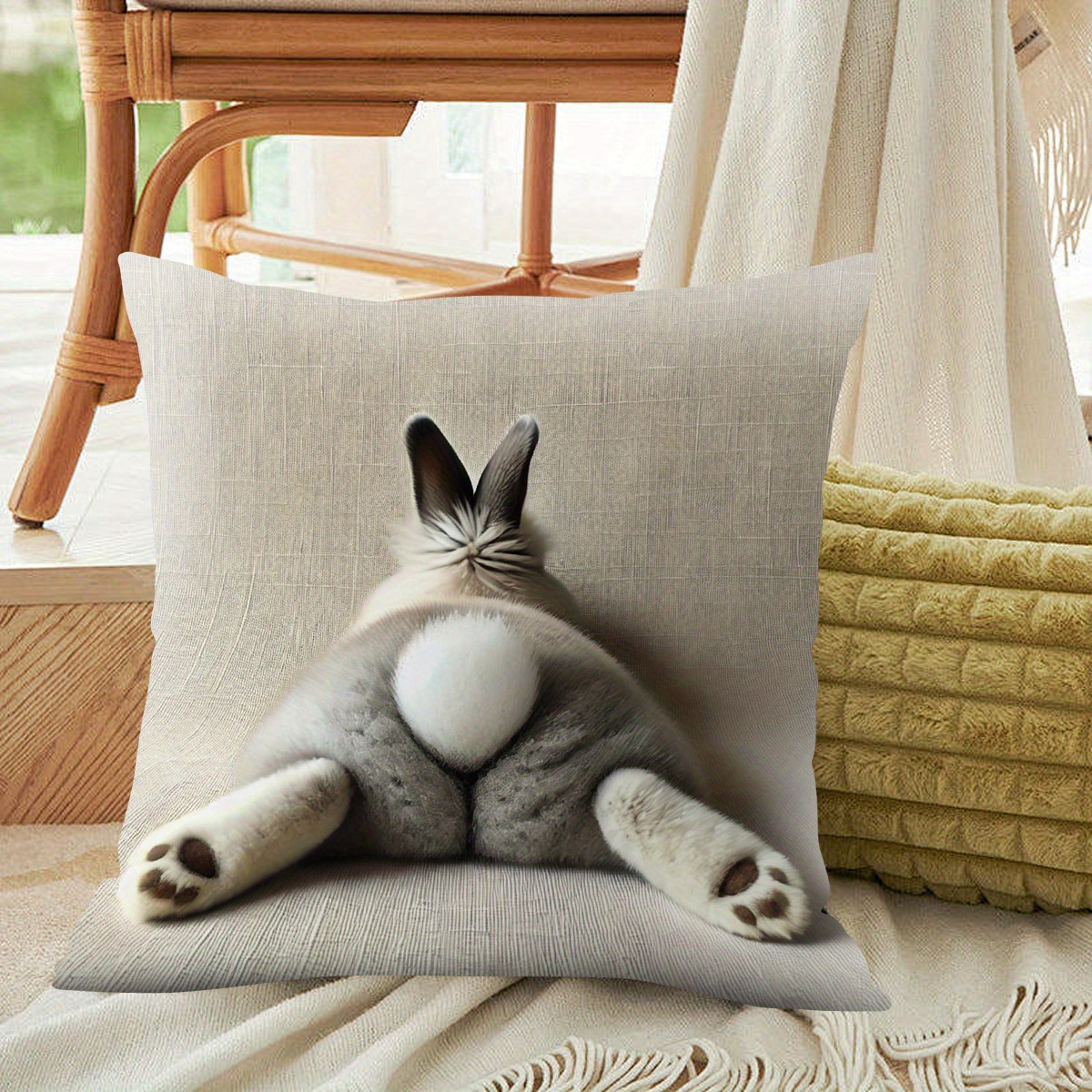 1pc Pillowcase, Cute Bunny Design! Playful and Ado...