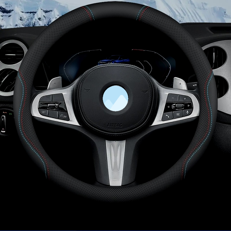 TEMU Ultra-thin Steering Wheel Cover Suitable For 37~38.5cm Round D-shaped Steering Wheels, Breathable Laser Perforated, Fit 1 2 3 4 6 7 X6 X7 I3 I4
