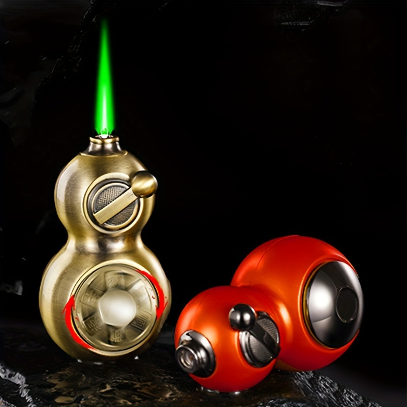 TEMU Bronze Gourd Lighter, Metal Windproof Lighter, Gourd Shaped Lighter, Portable Lighter With Adjustable Flame Size, Butane Gas Lighter, Portable