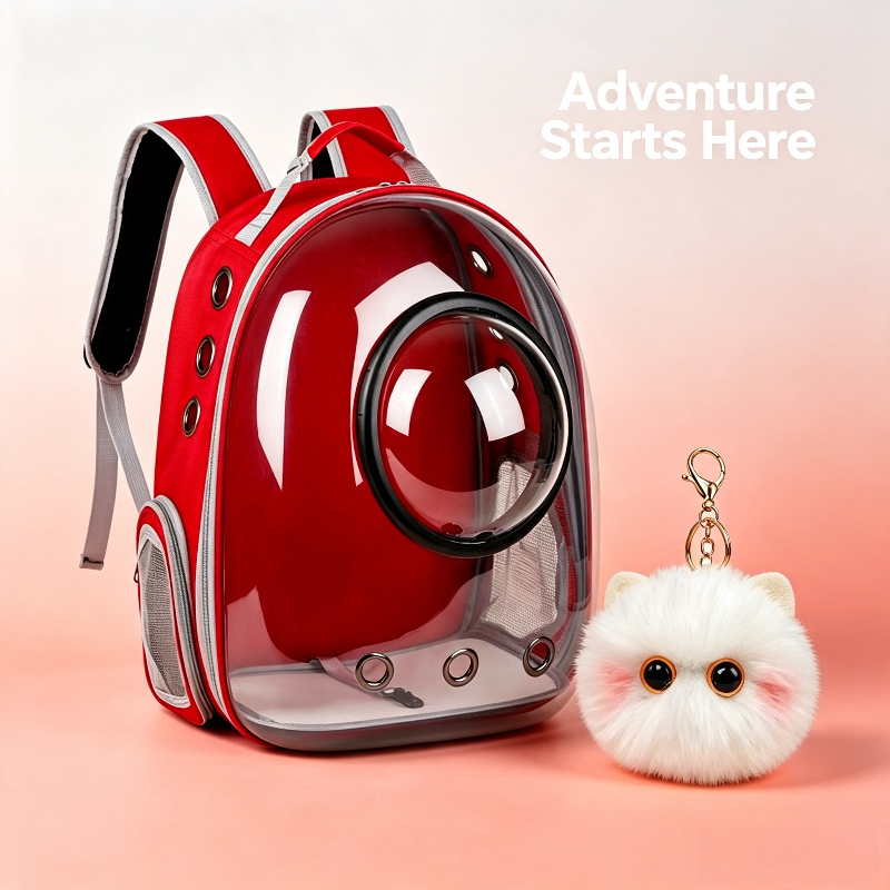 2pcs Set: Transparent Space Capsule Pet Backpack with Cute Charm