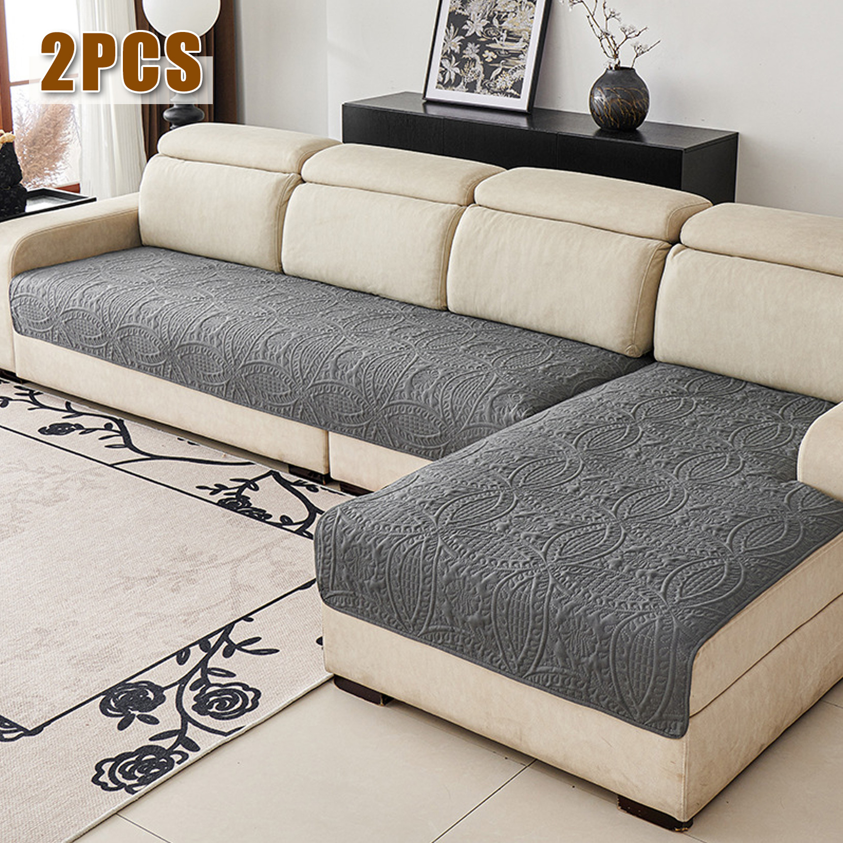 Image of 2pcs L-shaped Sofa Covers Compatible For Modular Sectional Couches, Split- Design, Durable Machine/hand Washable Contemporary Boho/modern Sofa Cover - For L-shaped Sectional Sofas