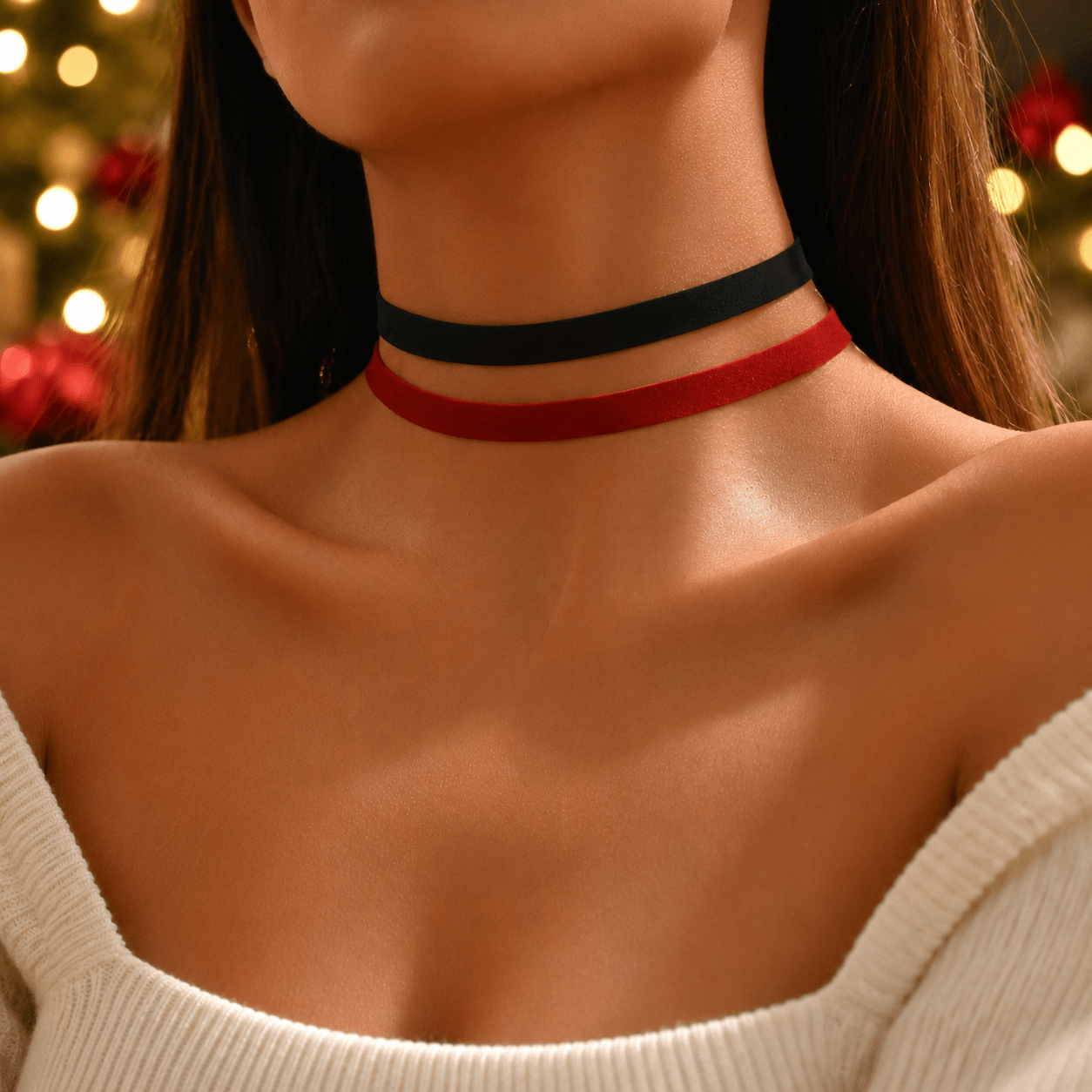 TEMU 2pcs Chouchous Réglables Rouge/Noir pour Femmes, Ensemble de , Tenue de Fête Quotidienne, Cadeau de Saint-Valentin Cadeau d'Anniversaire Bijoux