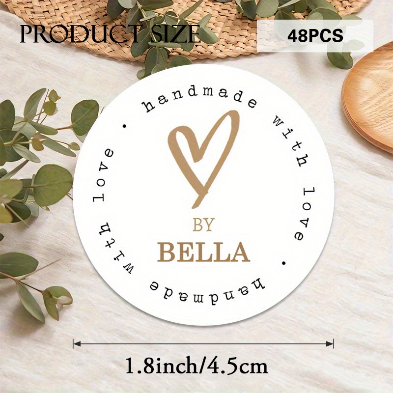 Image of Custom 48/96pcs "" Round Stickers, Heart & Text , Ideal For Handmade Gift Wrapping, Diy Craft Labeling, Product Packaging Sealing, Decoration, Etc, Conveying Warm & Loving Feelings