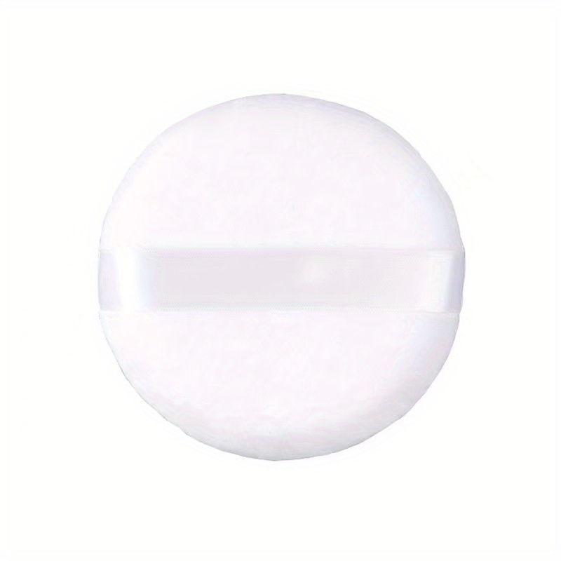 TEMU Esponja de maquillaje extragrande, redonda y mullida con mango de satén para rostro y cuerpo - Esponja hipoalergénica para polvos, difuminar y