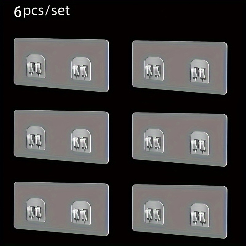 TEMU Contemporary 6-pack Utility Hooks - Plastic, Wall Mount No-drill , Unfinished Finish, Versatile For Kitchen & Bathroom Organization - Holds Storage Baskets & Corner Shelves, Utility Hooks