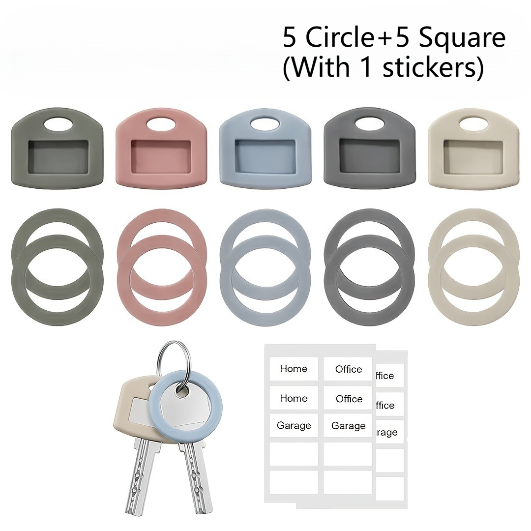 TEMU 10pcs Capuchons de Clés en Silicone avec Étiquettes - Code Couleur pour Clés de Maison et Bureau, Protections de Tête de Clé, 'Identification.