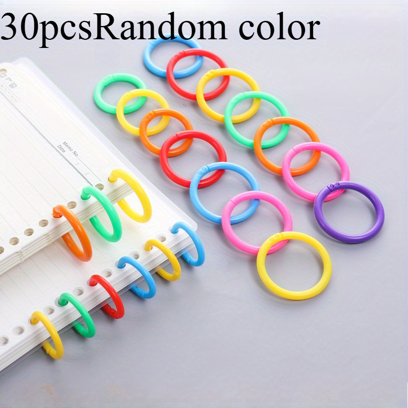 30pcs Double-button Binding Color Loose-leaf Ring Plastic Book Ring Loose-leaf Ring Loose-leaf Ring Plastic Ring Ring Color Random. 30pcs Double-button Binding Color