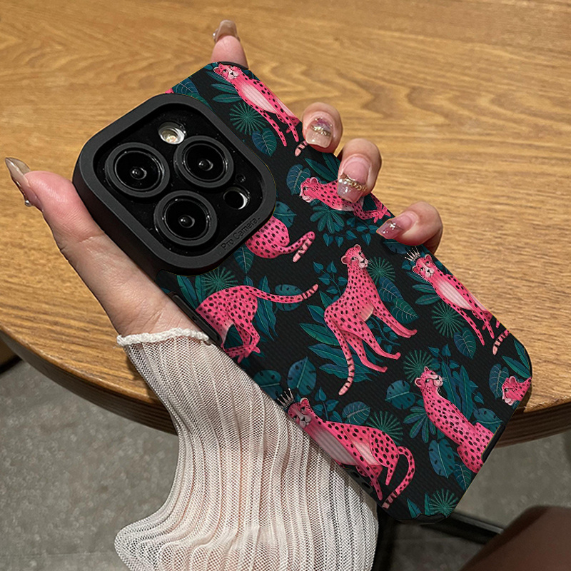 TEMU Pink Leopard Phone Case For Iphone Models 16/16pro/16promax/16plus/15/15plus/15pro/15promax, 14/14plus/14pro/14promax, 13/13pro/13promax,