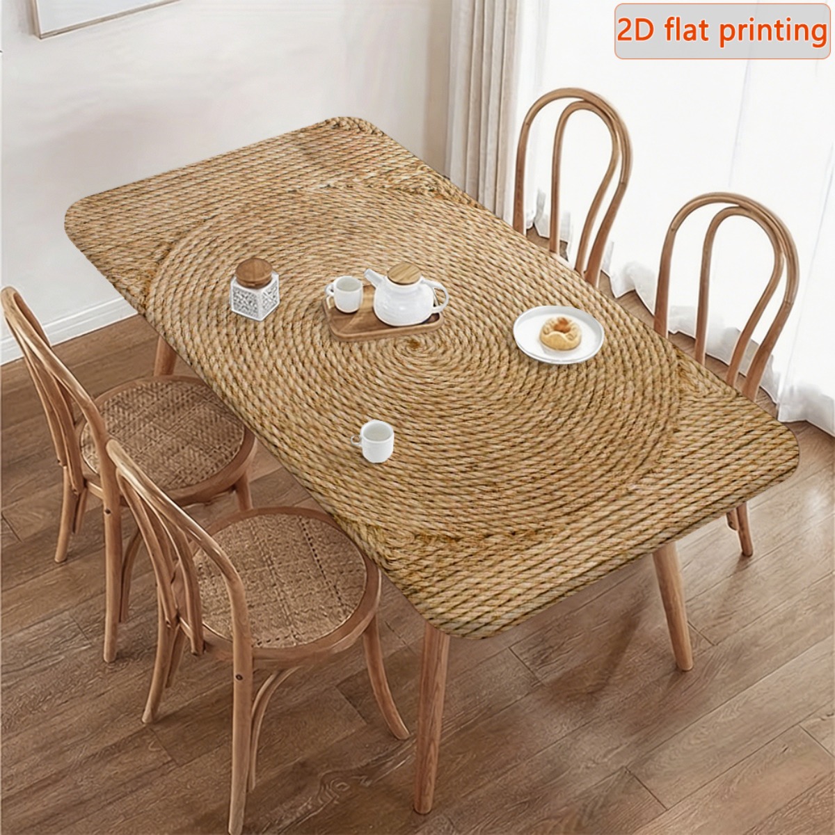 TEMU 1 mantel rectangular elástico 2D, impreso de natural - Cubierta de mesa elástica oblonga de poliéster duradero, adecuada para interiores,