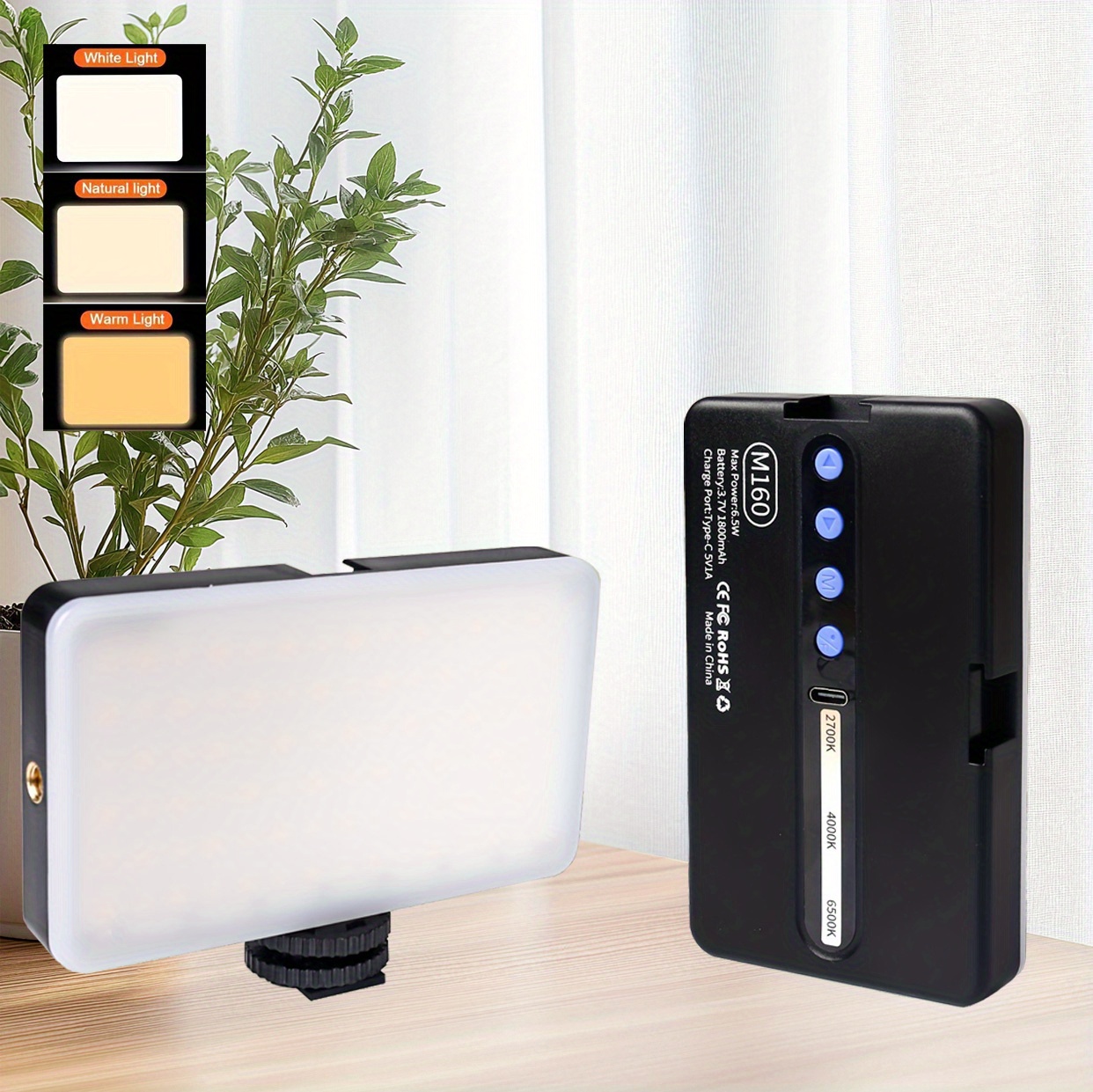 luz selfie recargable de 90 led con batería de 1800mah   niveles de  , ideal para cámaras, smartphones, cámaras de acción, configuración, filmación, maquillaje y vlogging Detalles del producto 6