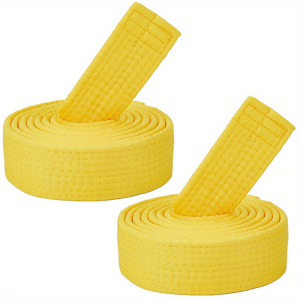 2pcs Taekwondo Belt Martial Arts Performance Accessories - Yellow  40x5mm, Durable Polyester Elastic Waistband with Textured Grip for Martial Arts, Gym Workouts &  , Martial Arts Accessory, Sporty  , Stretchable Fabric