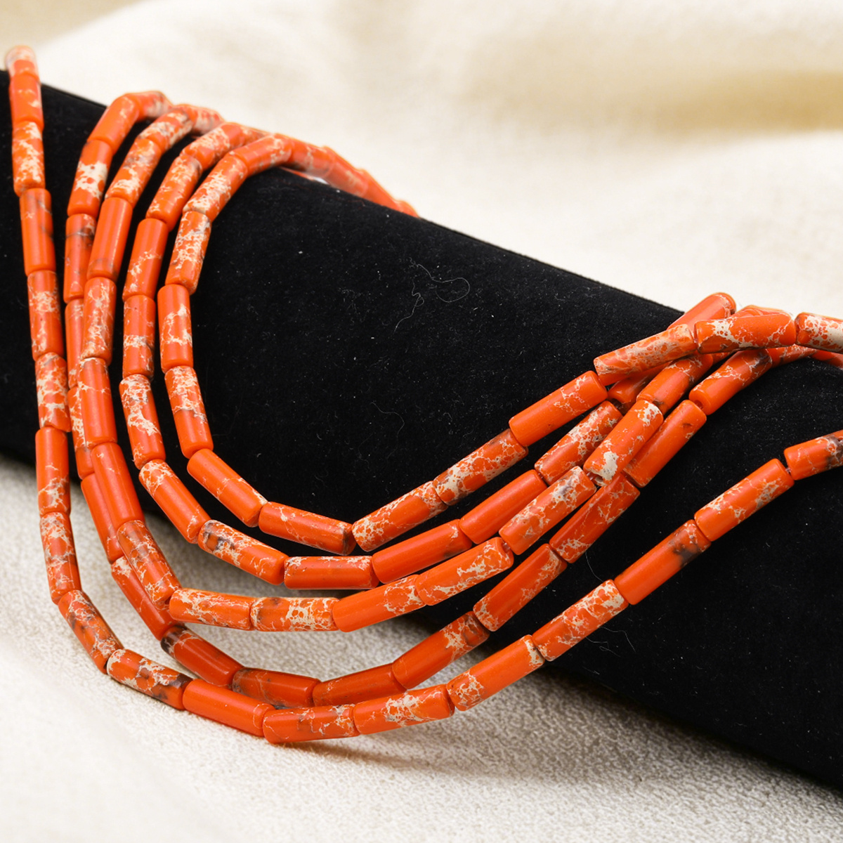 Stone Tube Beads with Spacer Beads for Jewelry Making