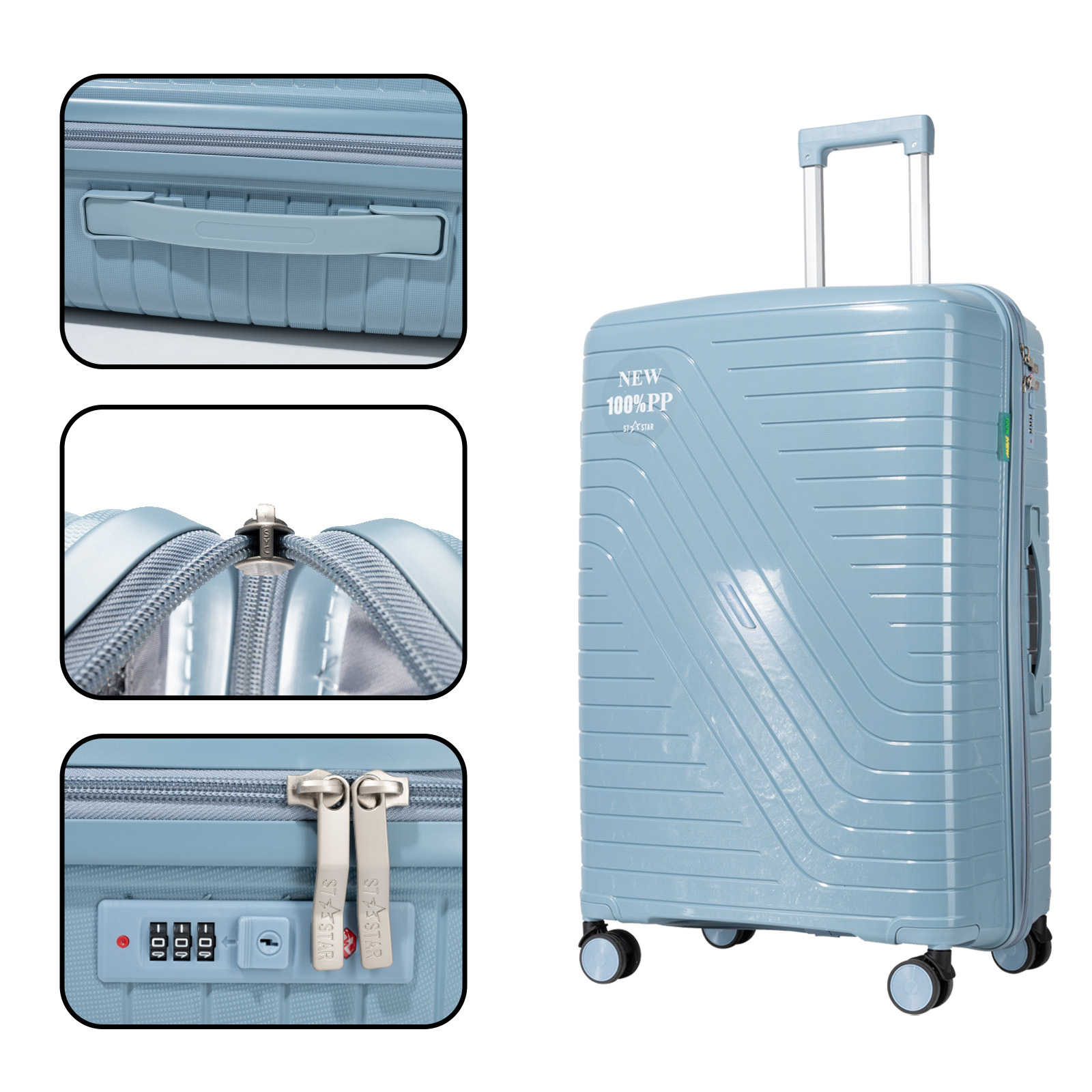 Image of In 20, 24, 28-inch Pp Suitcases. 20-inch Is Carry-on Approved, 24&28-inch Are Sized. Boasting Exquisite Design, Great Durability, Smooth Wheels And Multi-functional Interior, Ideal For