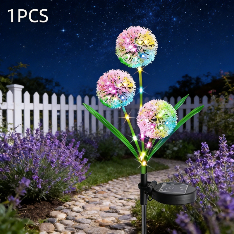 E-shop 3er-Pack solarbetriebene LED-Lichterkette mit Pusteblumen-Simulation, Hof-Garten-Dekolichter, Outdoor-Rasen-Landschafts-Stecklichter, verleihen