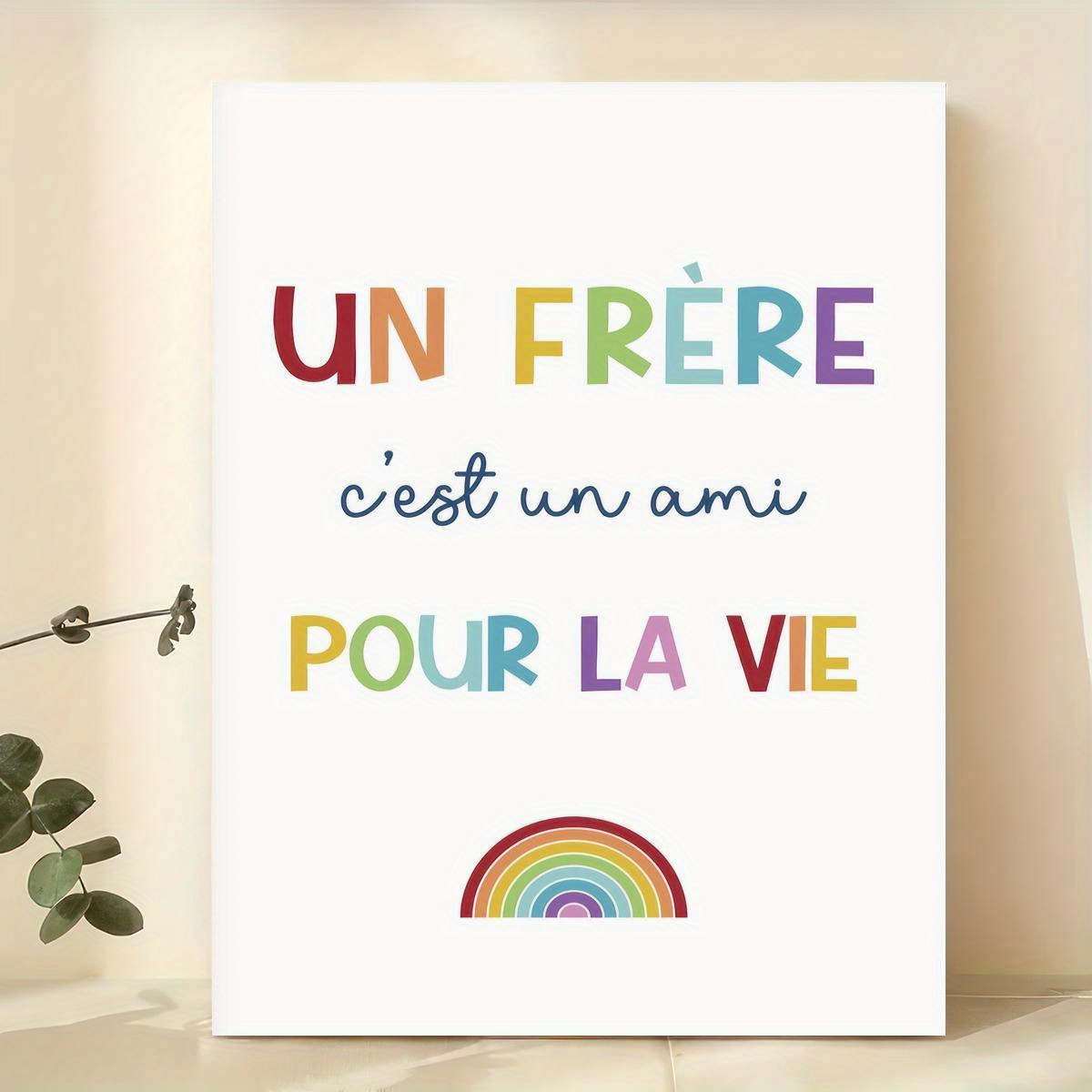 TEMU 2D 1pc "Frères et Amis " Affiche sur Toile - Française Colorée, Cadre en Boîs Prêt à Accrocher, Œuvres d'Art Murales Pour Chambr Enfant ou Salle