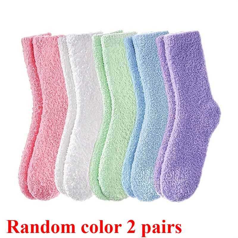 Image of Soft And Comfortable Winter Socks, (4pcs)/3 Pairs (6pcs) Of Colored Medium Length Socks, Thickened Women's Sock Covers Are Soft And Comfortable, Thickened And Wear-resistant