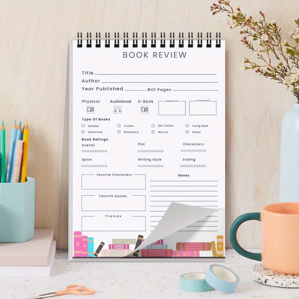 TEMU 1pc Book Review Notepad, Reading Journals Tracking Notepad For Book Lovers Readers Bookish Lovers, Reading Log For Readers Bookworm Students