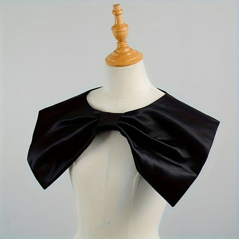 TEMU Satin Bow Detachable Collar, Versatile Decorative Collar With Button Design, Fashion Accessory Button Decorative Collar