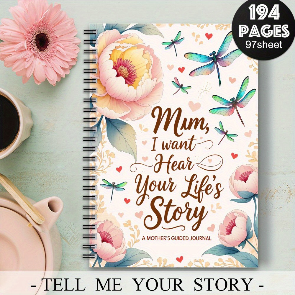 TEMU Story Spiral Notebook Journal, 1pc Aesthetics, I Want To , A Mother's Guided Journal To Share Her Life & , A Meaningful Keepsake To Share His