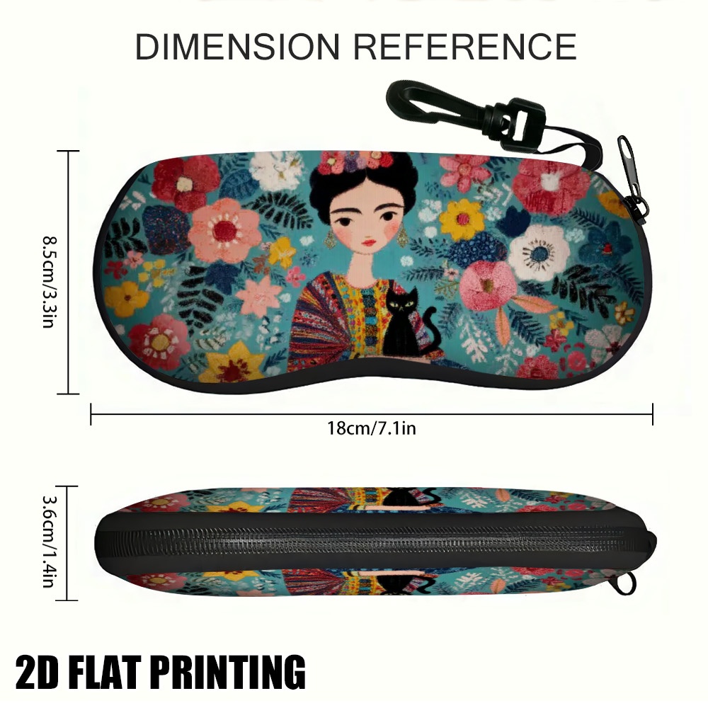 TEMU 2d Flat, 1pc Mexican Flower Eyeglass Case Suitable For , Soft Protective Cover With Traditional, Compact Case For Glasses, Daily Use Accessory