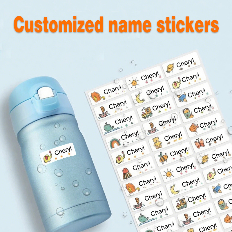 Personalised Custom Cartoon Pattern Name Stickers for Item Identification