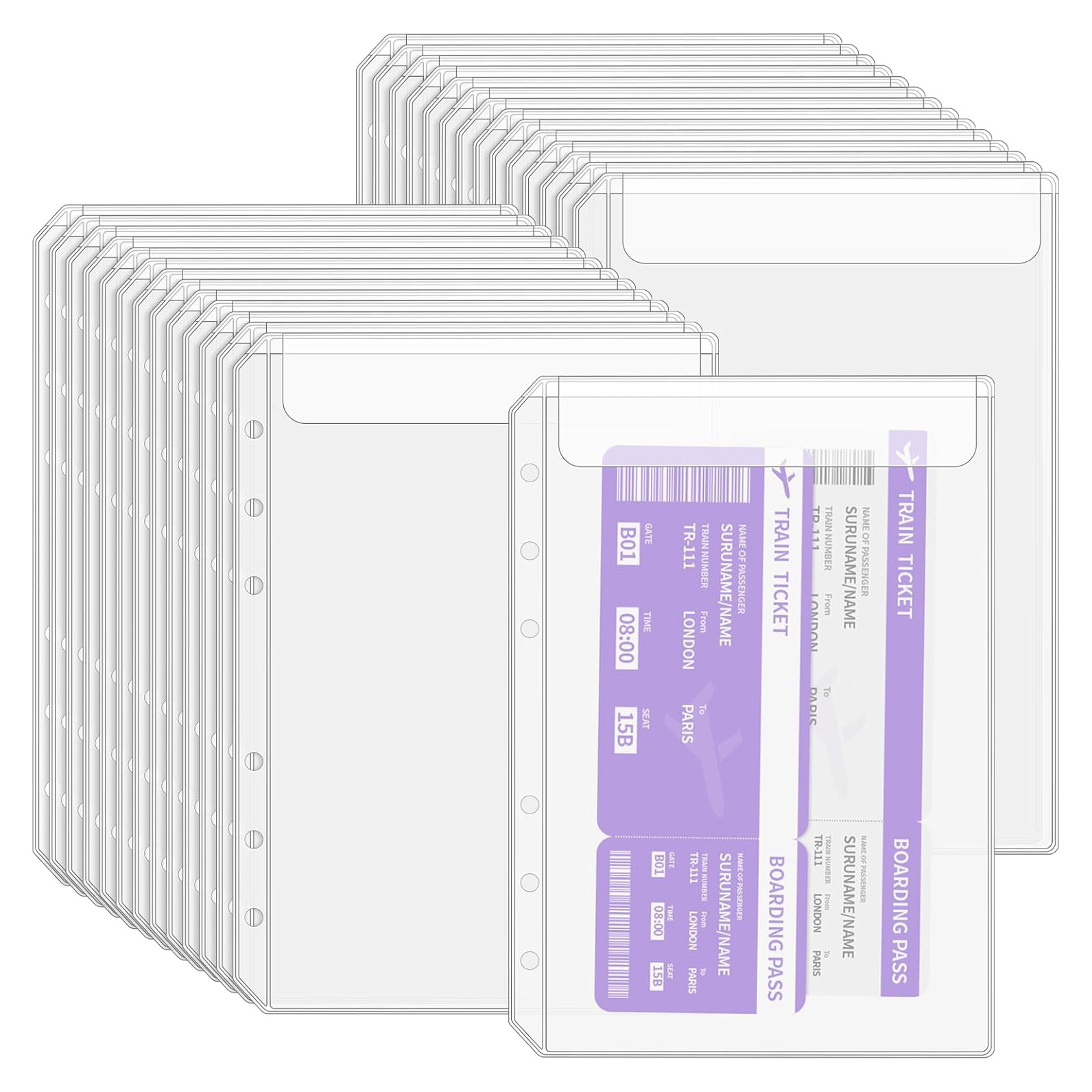 TEMU 16pcs A5 Binder Pockets With Flap No Zipper Cash Envelopes Binder Inserts For 6-ring Binder Money Folders Organizer Document Filing Bags For