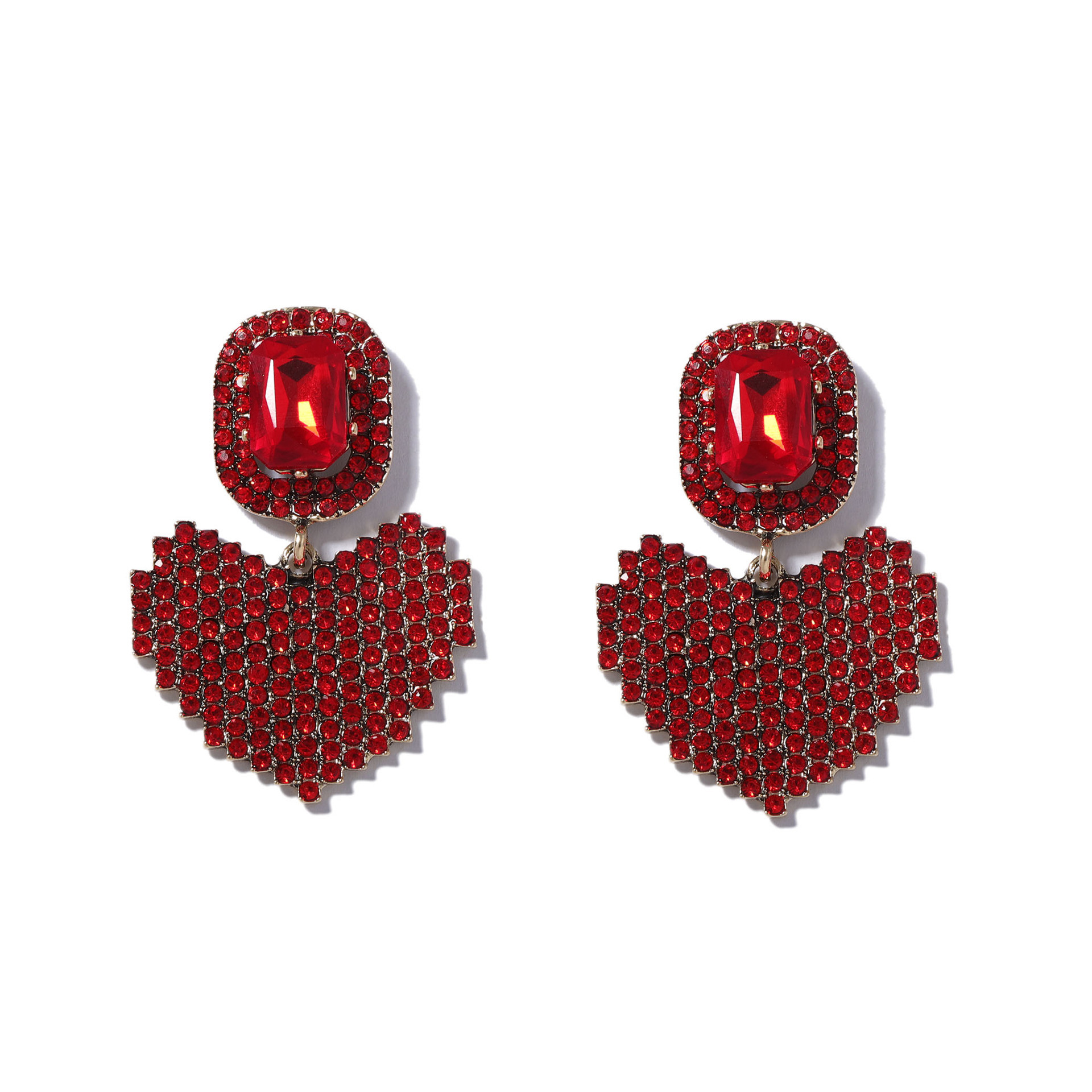 elegant boho-chic heart-shaped alloy dangle earrings with sparkling rhinestones -    , boho earrings details 8