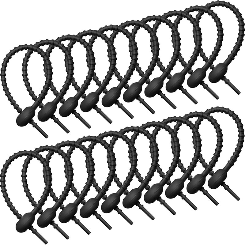 E-shop Set mit 20 Silikon-Kabelbinder für , mit 20 cm (8-Zoll) wiederverwendbaren Twist-Bändern, vielseitigen Kabelbindern, Silikonseilen und