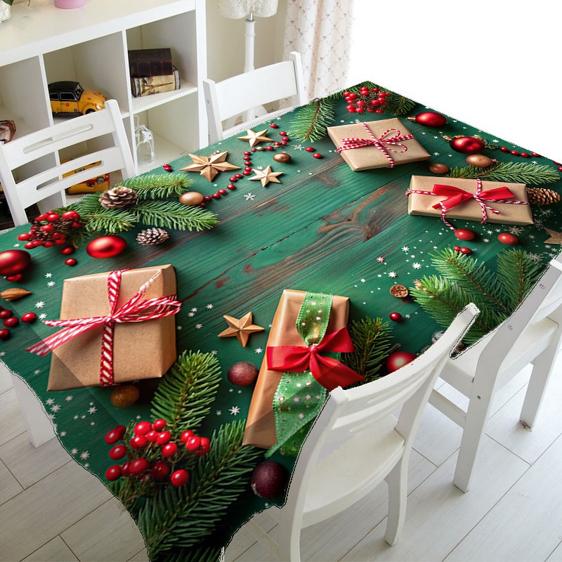 

Christmas Rectangular Tablecloth - And Pattern For Decor - 100% And