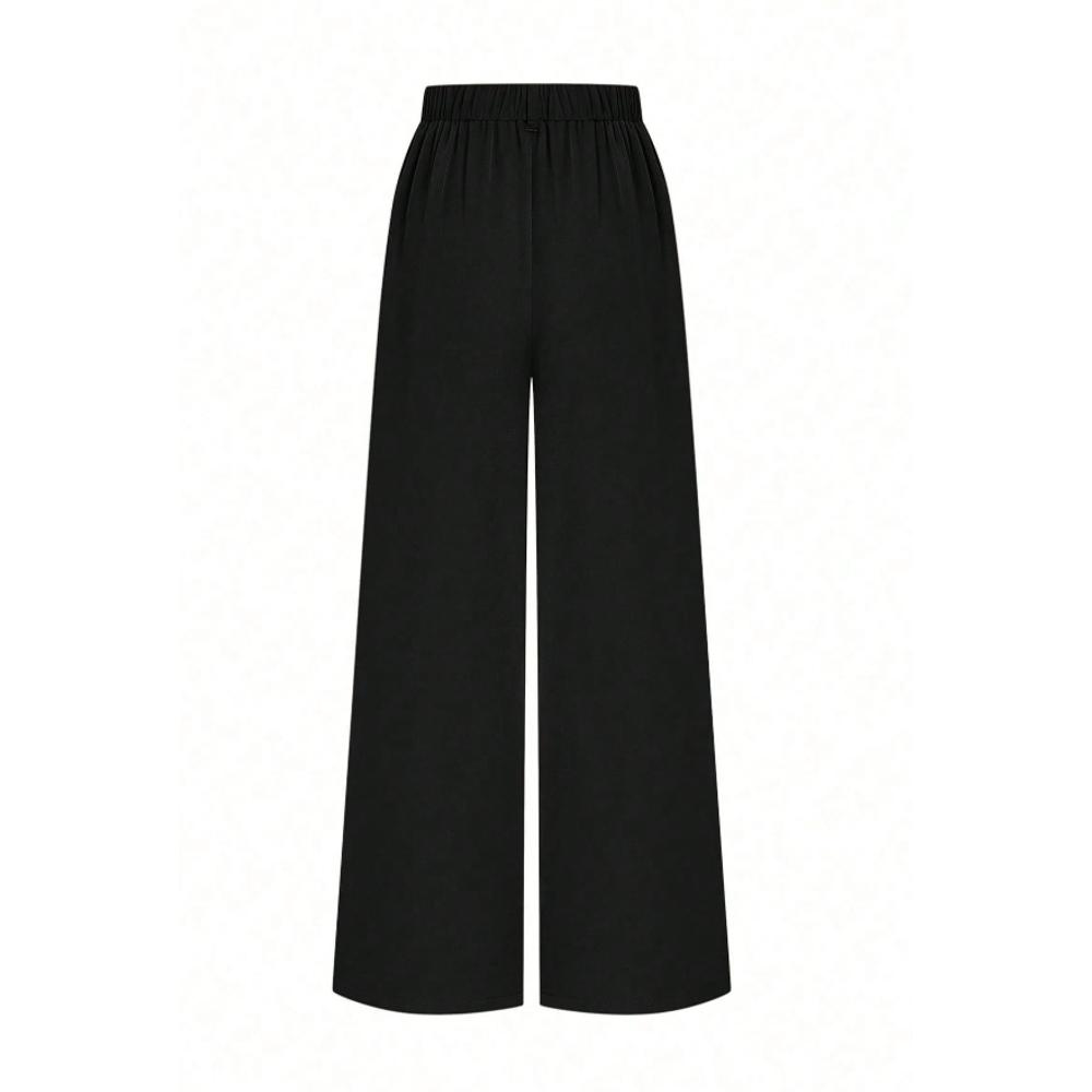 Women's Black Wide-Leg Casual Pants