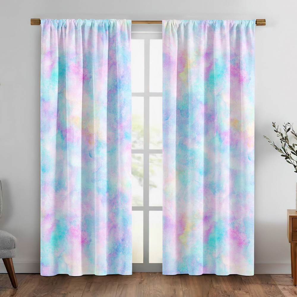 TEMU 2pcs Curtain Fabrics, Insulation Blackout Curtains For Bedroom, Purple Motorcycle Print, Cartoon Animal Window Products, Polyester Machine