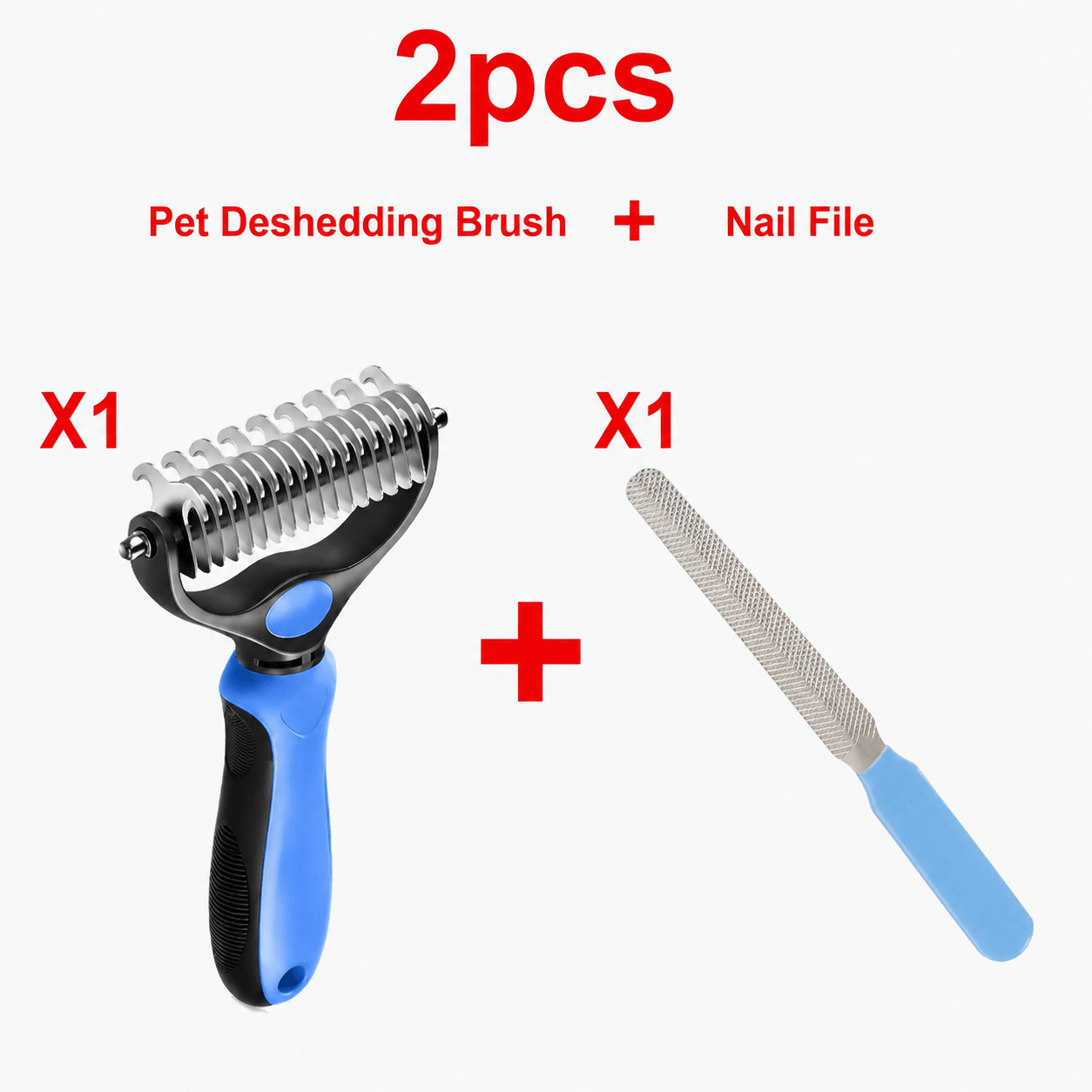 TEMU Ensemble 2 pièces : Peigne de toilettage pour animaux et lime à ongles, brosse de toilettage pour animaux double face bleue, outil double