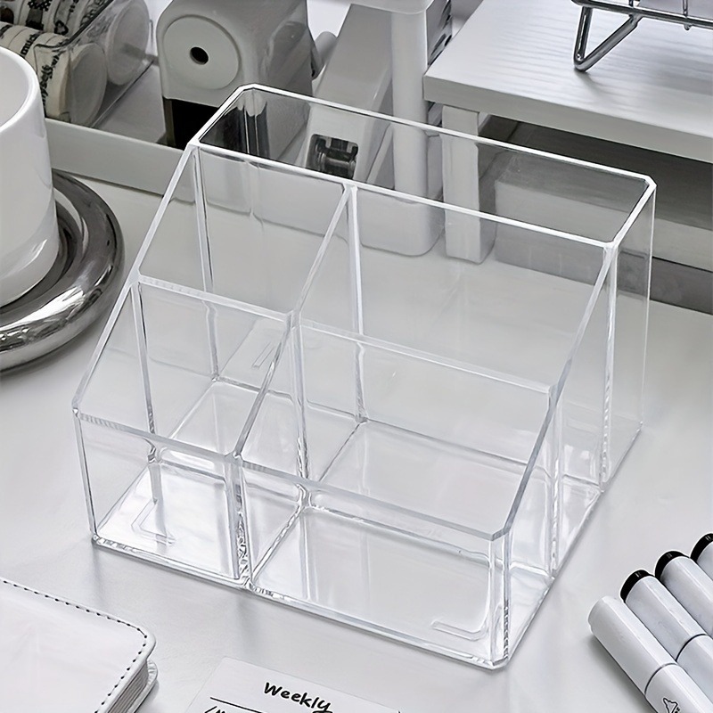 Transparent Five-Compartment Pencil Holder for Desk
