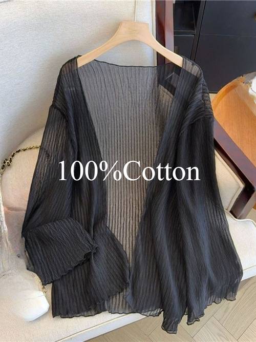 plus size womens summer lightweight accordion pleated open front cardigan loose kimono jacket versatile cover up top