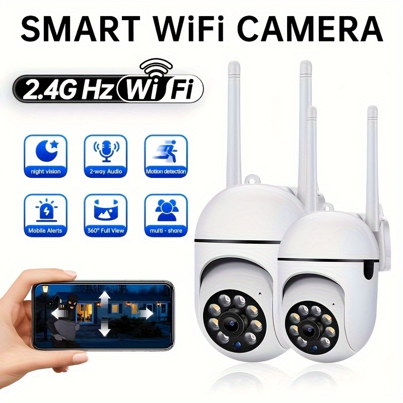black friday 2-pack   1080p fhd kamera bezpieczeństwa wifi, ptz z widokiem 355°, długozasięgowe noktowizor, detekcja ruchu ai, dwukierunkowe audio, kolorowy noktowizor, wewnętrzna do systemu bezpieczeństwa domu, montaż na ścianie, zasilana przez usb, sterowanie aplikacją