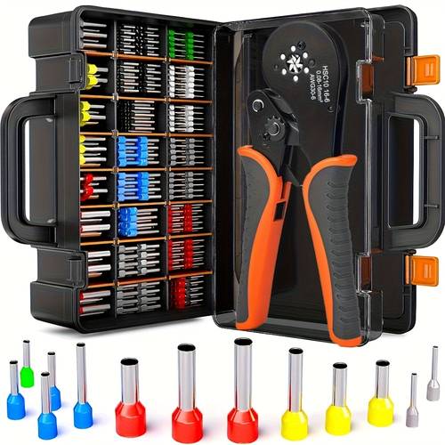 800pcs hsc8 16 6 crimp tool with terminal types kit wire sleeve crimp clamp kit hexagonal crimp clamp 0 08 16mm awg30 5 pvc insulated for crimp tool additions
