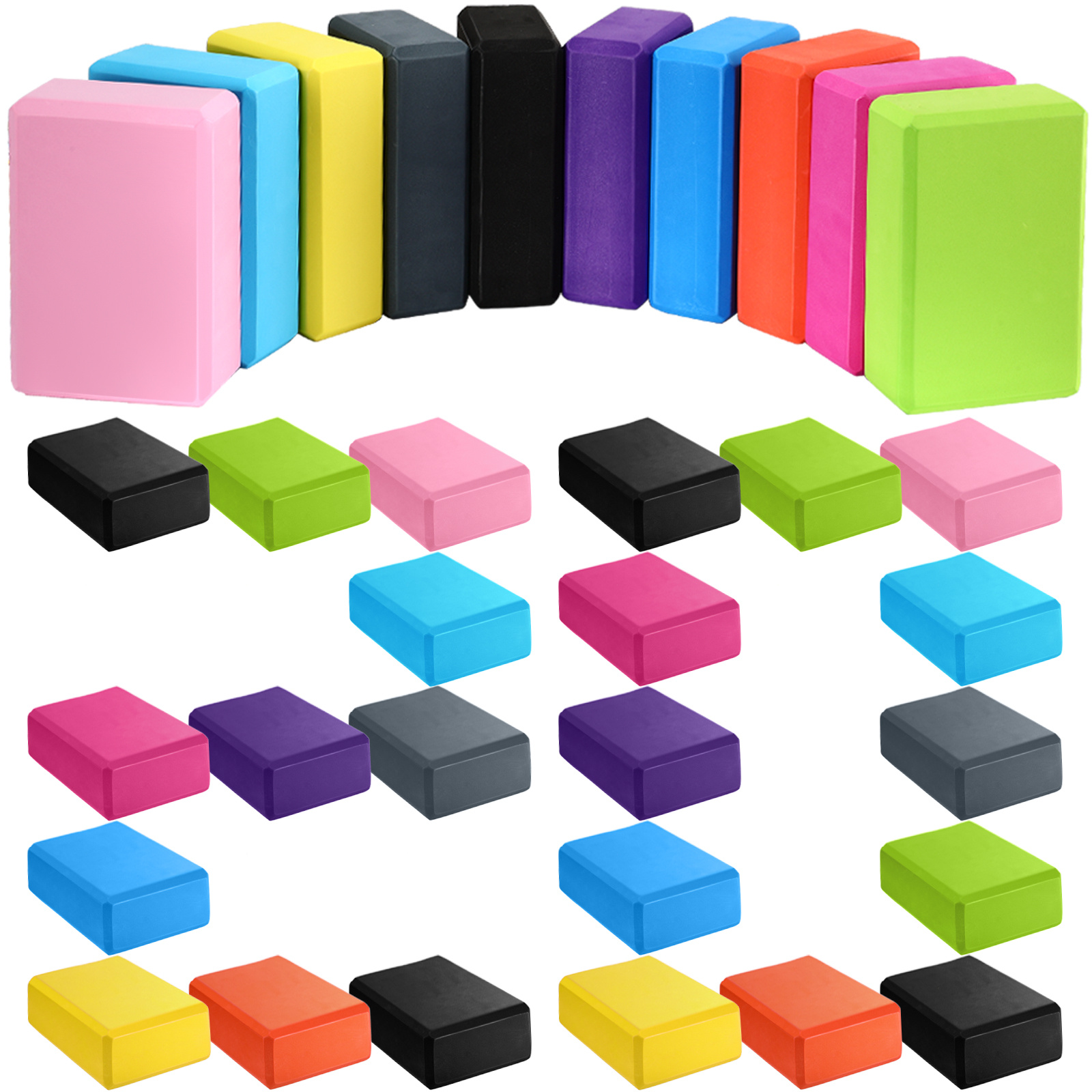 20pcs foam eva yoga blocks lightweight yoga bricks non slip supportive foam blocks prop additions for pilates stretching and meditation women men   beginners multicolor