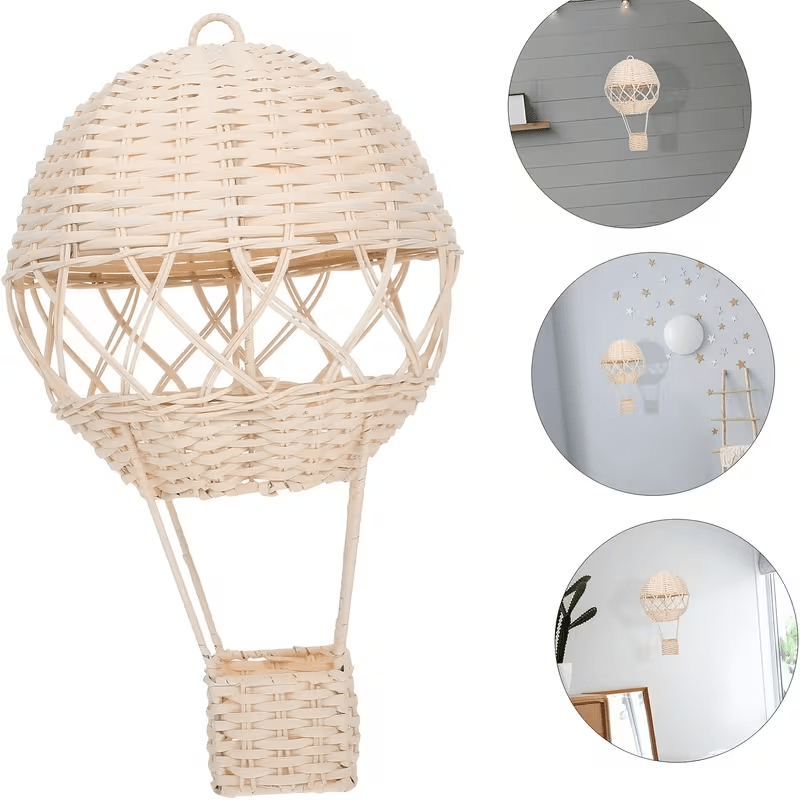 Wicker Hot Air Balloon Lamp Decoration, Bohemian Ceiling With Hanging Cord, Rustic Wedding, Room Decor, Free Lantern Room, Shower Gift