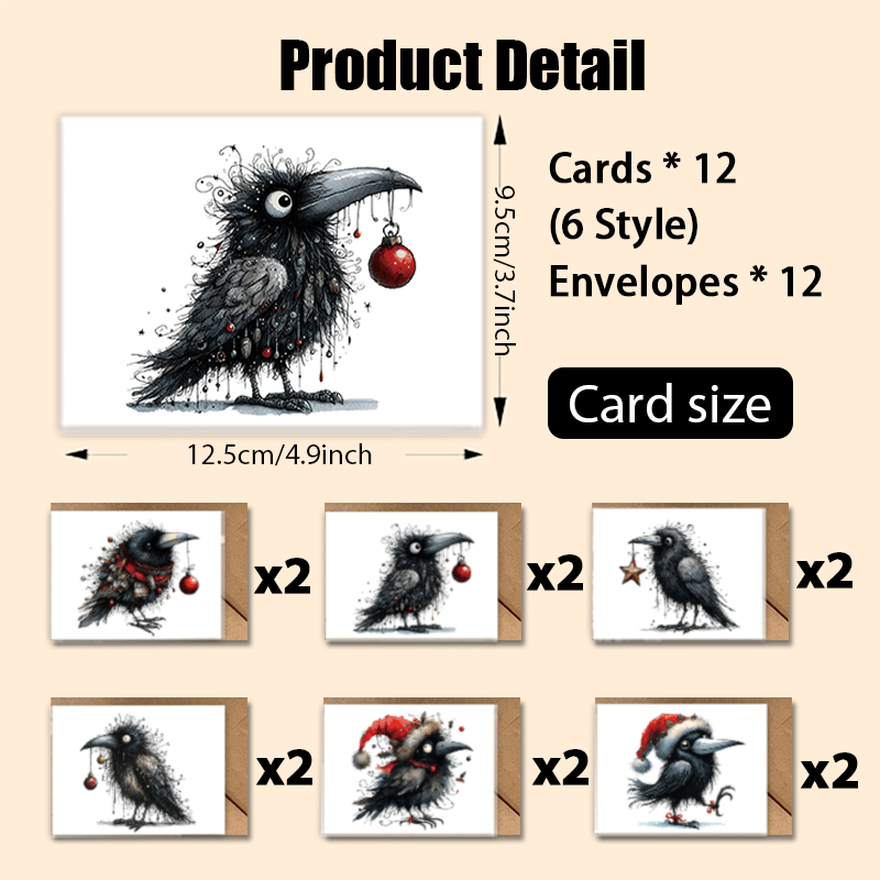 TEMU 12pcs Of Christmas Greeting Cards With 12 Envelopes, Featuring A Humorous , Perfect For Family, , Birthdays, And Christmas, As Well As Gifts For
