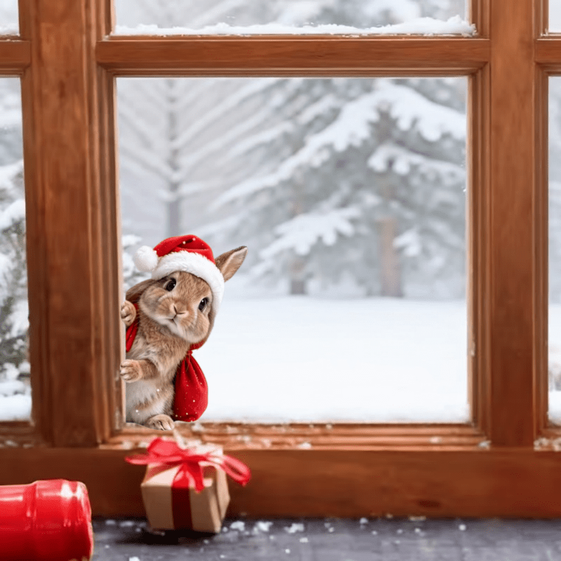 TEMU Adesivi per finestre 1 pz. che sbircia con cappello da , adesivo per sacchetto regalo di Natale innevato con , adesivo decorativo su entrambi i