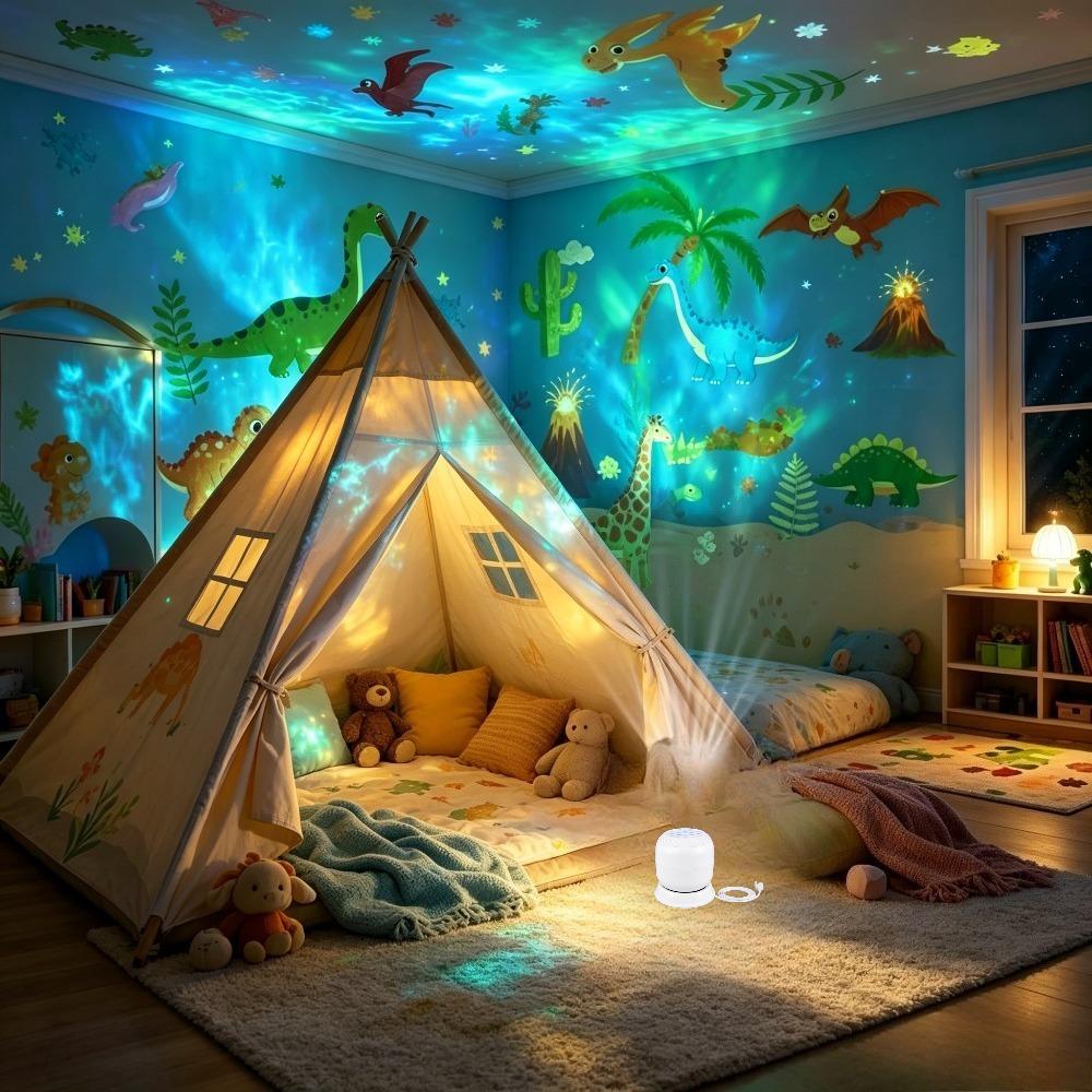 TEMU 1pc 360° Rotating Dinosaur Dynamic Projection, Usb-powered Night Light, Dinosaur Dinosaur-themed Moving Projection Lamp, Fantasy Dinosaur Themed