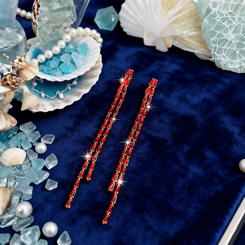 Modern Multi-Colored Synthetic Zirconia Inlay Earrings